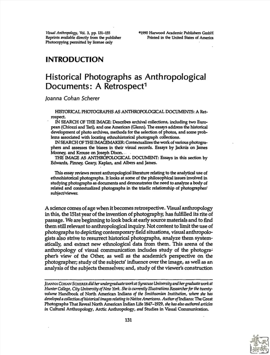 First page of Scherer's introduction to the special issue