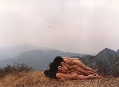 Collective performance by artists of Beijing's East Village,To Add One Meter to an Anonymous Mountain, 1995. Photograph: Lü Nan.