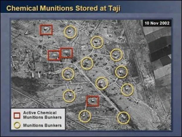 Satellite image of the Taji facility used in Colin Powell's presentation to the UN Security Council on February 5, 2003.