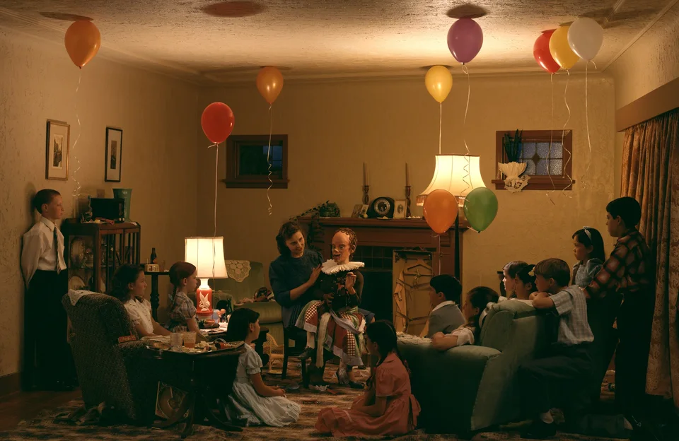 Fig. 15 Jeff Wall, A Ventriloquist at a Birthday Party in October 1947, 1990, transparency in lightbox, 229 × 352.4 cm, courtesy of the artist