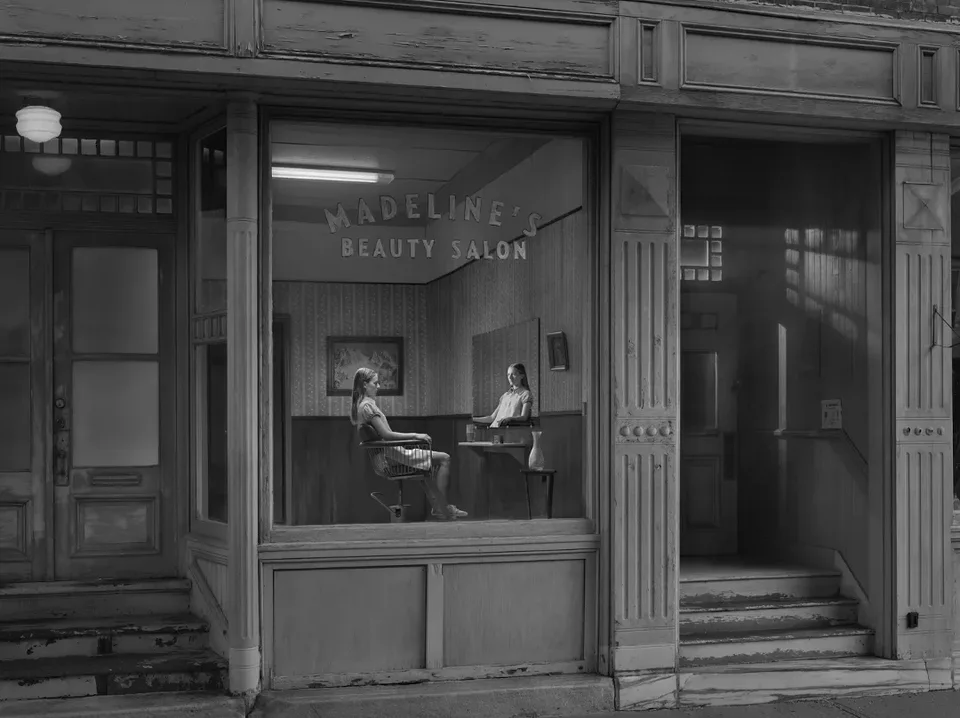 GREGORY CREWDSON,Madeline’s Beauty Salon, 2021–2022, Digital pigment print, image size 34.5 x 46 in. © Gregory Crewdson