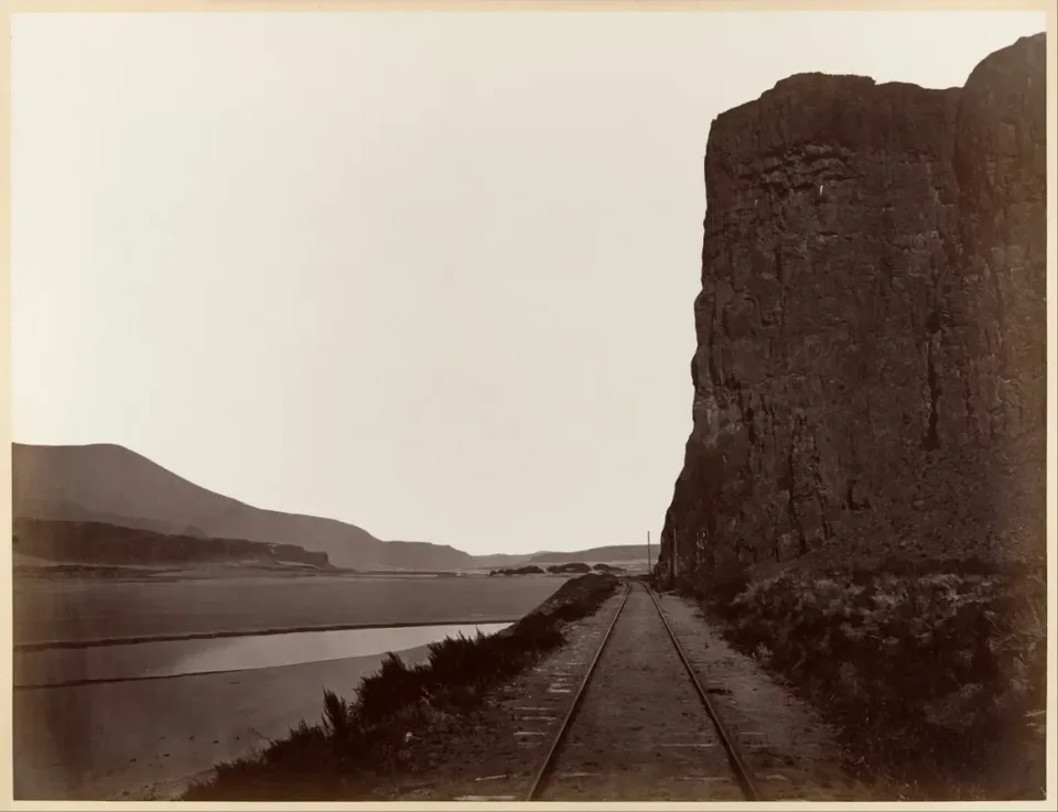 Carleton E. Watkins, Cape Horn near Celilo, 1867, Albumen silver print from glass negative, 40 x 52.4cm (15 3/4 x 20 5/8in.)