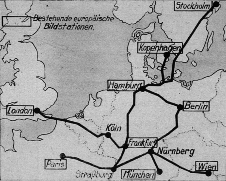 The "Map of the Network of European Image-Telegraphy Stations" in theHamburger Illustrierte;