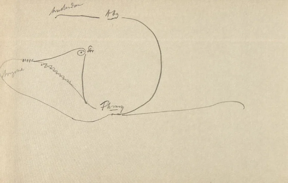 Warburg's manuscript "cultural-geographical route map"