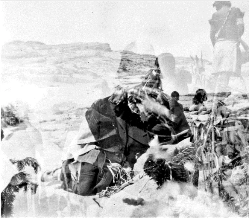 Warburg, photograph from the North American journey, double-exposed figures and scene, No. 82